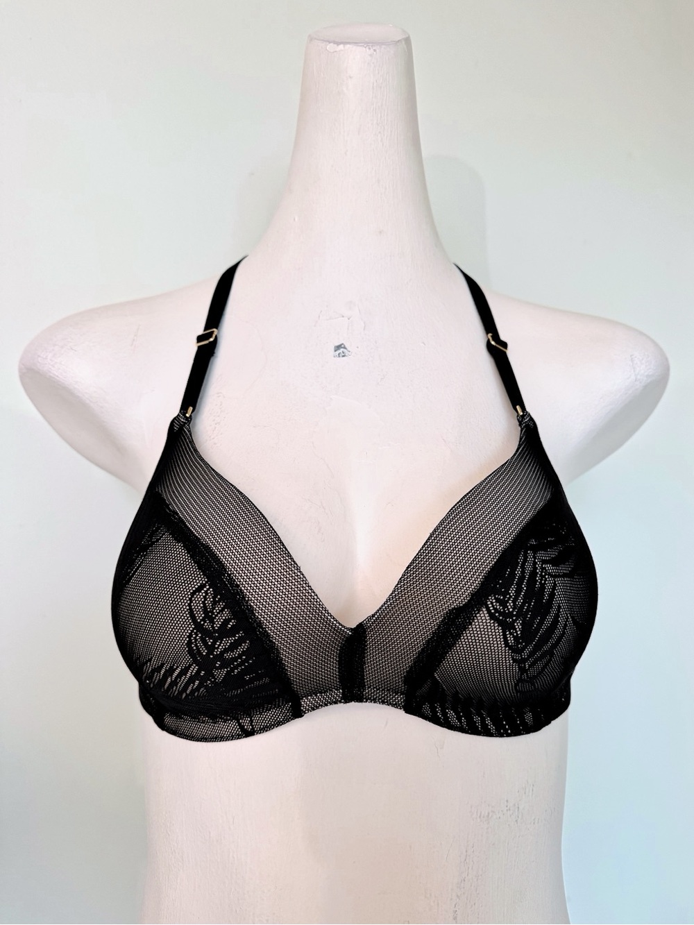 LIVELY Black Lace Mesh Underwire Bra Convertible Racerback 34B NWOT